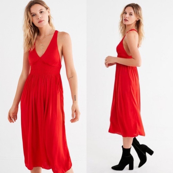 Urban Outfitters Dresses & Skirts - Urban Outfitters Satin Red Midi Dress M